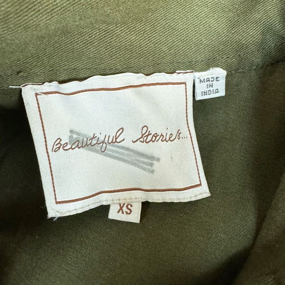 Anthropologie Beautiful Stories Inika Olive Green Utility Jacket XS Embroidered - Picture 5 of 7